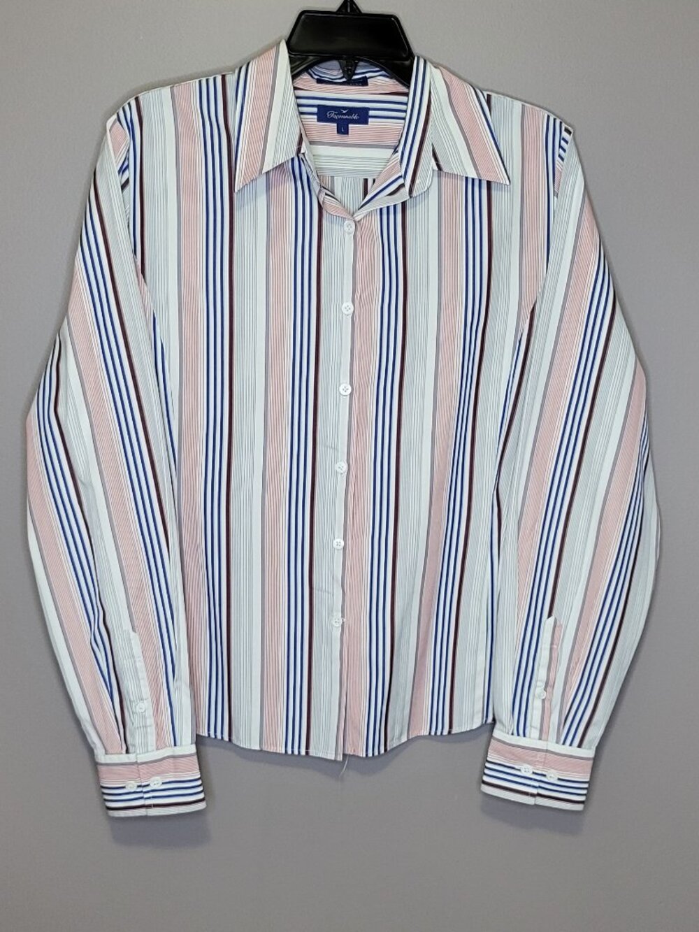 Façonnable Women’s Large 100% Cotton Multicolor Striped Button Down Shirt